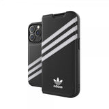 Adidas iPhone 14 Pro Kotelo 3 Raidat Kirjanmallinen Kotelo Musta Valkoinen