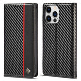 Lc.Imeeke iPhone 14 Pro -suojakuori hiilikuitukuvioitu punainen pystyraita