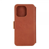 Krusell iPhone 14 Pro -suojakuori, nahkainen PhoneWallet, konjakinruskea