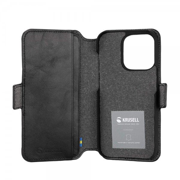 Krusell iPhone 14 Pro Suojakotelo Leather PhoneWallet Musta