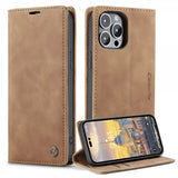 CaseMe iPhone 14 Pro Retro Flip Ruskea