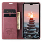 CaseMe iPhone 14 Pro -suojakuori, retro, läppämalli, punainen