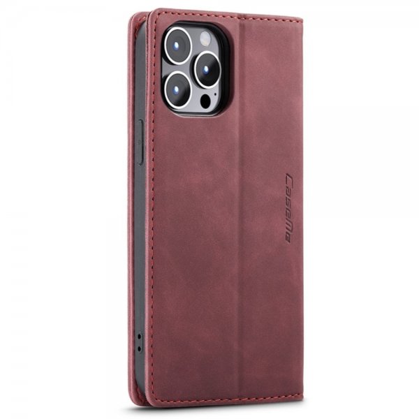 CaseMe iPhone 14 Pro -suojakuori, retro, läppämalli, punainen