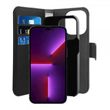 Puro iPhone 14 Pro -kotelo lompakko irrotettava 2-in-1 musta