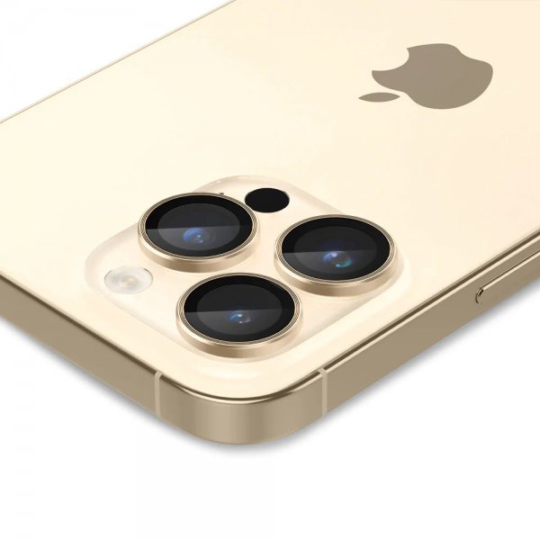 Spigen iPhone 14 Pro/iPhone 14 Pro Max -kameran suoja GLAS.tR EZ Fit Optic Pro Gold 2-pakkaus