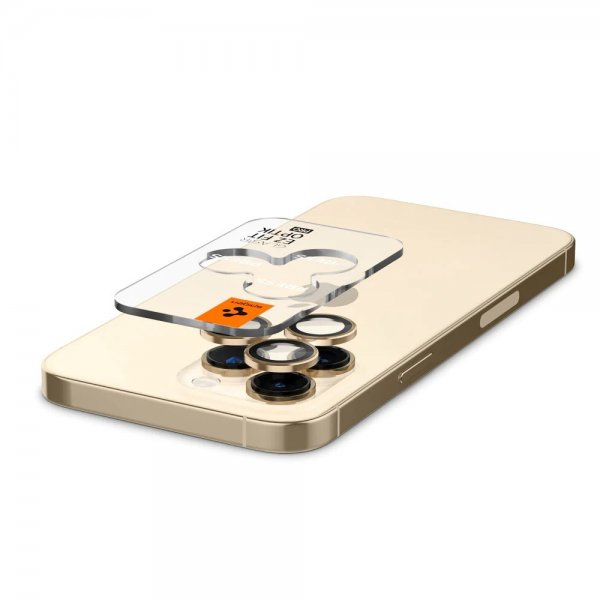 Spigen iPhone 14 Pro/iPhone 14 Pro Max -kameran suoja GLAS.tR EZ Fit Optic Pro Gold 2-pakkaus