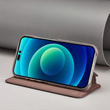 Lc.Imeeke iPhone 14 Pro Max Flip-suojakotelo, tummanruskea