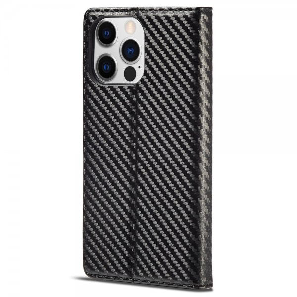 Lc.Imeeke iPhone 14 Pro Max -suojakuori hiilikuitukuvioitu punainen pystyraita