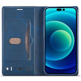 Lc.Imeeke iPhone 14 Pro Max -kotelo, jossa korttipaikka ulkopuolella, sininen