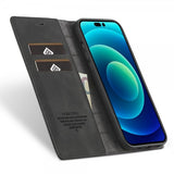 Lc.Imeeke iPhone 14 Pro Max -suojakuori korttipaikalla, taitettava, musta
