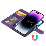 iPhone 14 Pro Max -kotelo irrotettavalla kuorella KT Leather Series-3 violetti