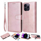 iPhone 14 Pro Max -kotelo irrotettavalla kuorella, KT Leather Series-3, ruusukulta