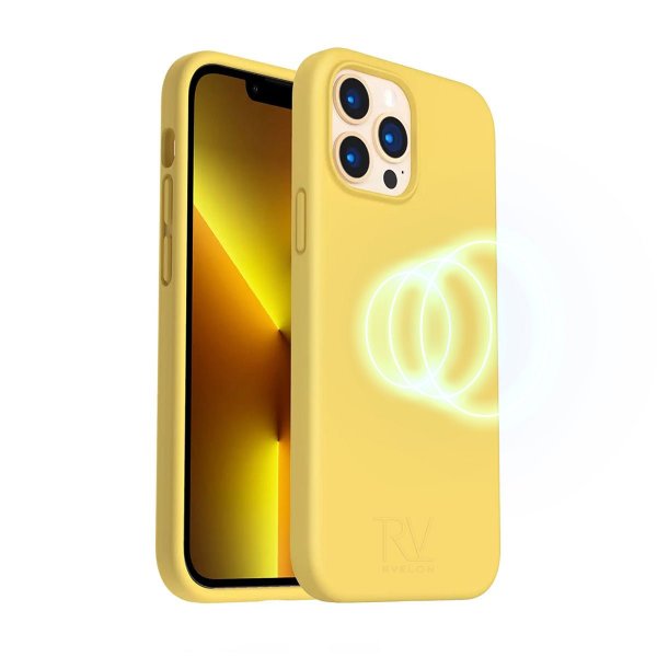 Rvelon iPhone 14 Pro Max -silikonikuori MagSafe keltainen