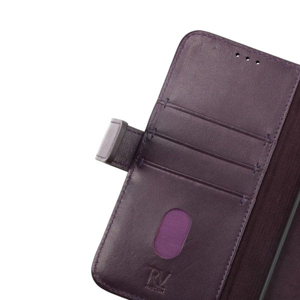 Rvelon iPhone 14 Pro Max -kotelo, aitoa nahkaa, violetti