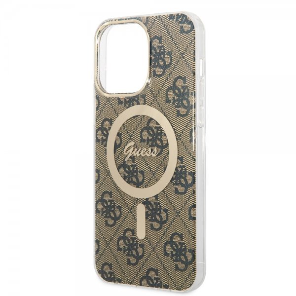 Guess iPhone 14 Pro Max Suojakuori 4G Pattern MagSafe Ruskea