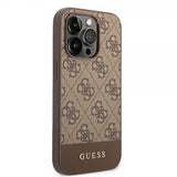 Guess iPhone 14 Pro Max Suojakuori Bottom Stripe Metal Logo Ruskea