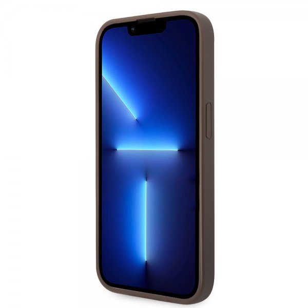 Guess iPhone 14 Pro Max Suojakuori Bottom Stripe Metal Logo Ruskea