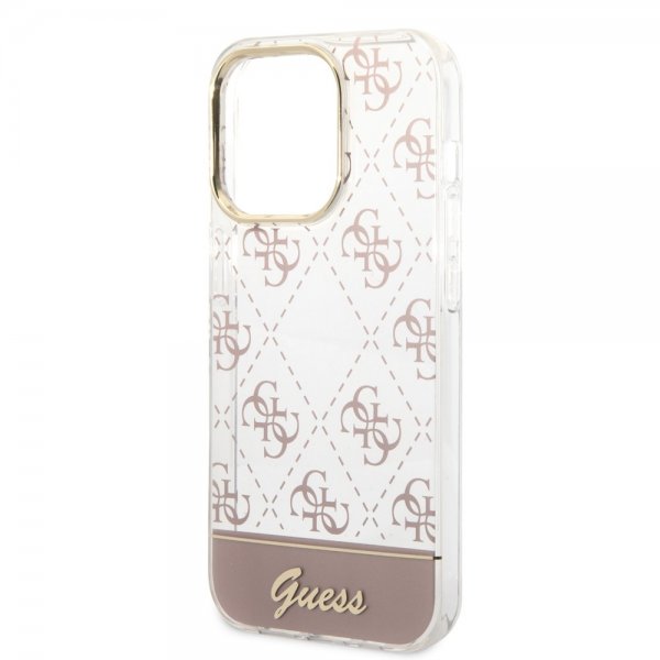 Guess iPhone 14 Pro Max Suojakuori Bottom Stripe Script Logo Vaaleanpunainen