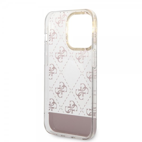 Guess iPhone 14 Pro Max Suojakuori Bottom Stripe Script Logo Vaaleanpunainen
