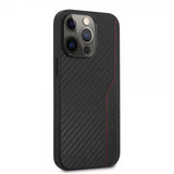 AMG iPhone 14 Pro Max Kuori Hiilikuitu-efekti Leimattu Logo Musta