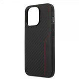 AMG iPhone 14 Pro Max Kuori Hiilikuitu-efekti Leimattu Logo Musta