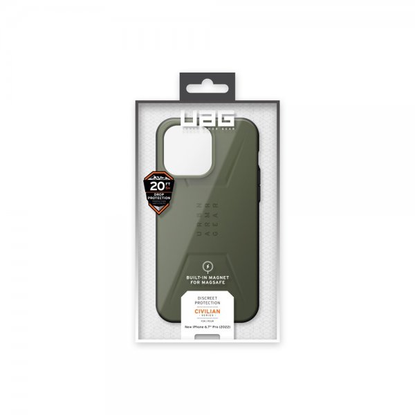 Urban Armor Gear (UAG) iPhone 14 Pro Max Civilian MagSafe -suojakuori, oliivi
