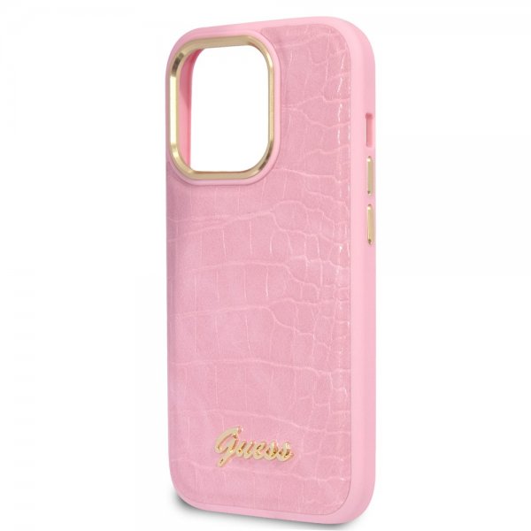 Guess iPhone 14 Pro Max Suojakuori Croco Rosa