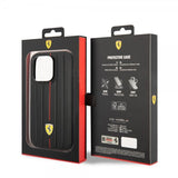 Ferrari iPhone 14 Pro Max -kuoret kohokuvioiduilla raidoilla, punainen