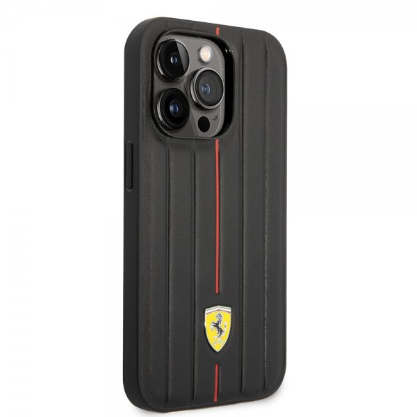 Ferrari iPhone 14 Pro Max -kuoret kohokuvioiduilla raidoilla, punainen