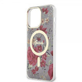 Guess iPhone 14 Pro Max Kuori Flower MagSafe Khaki