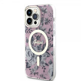 Guess iPhone 14 Pro Max Kuori Flower MagSafe Ruusu