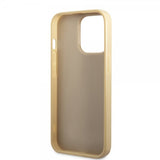 Guess iPhone 14 Pro Max Suojakuori Glitter Flakes Metal Logo Kulta