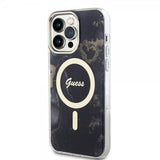 Guess iPhone 14 Pro Max -kuori Golden Marble MagSafe, musta