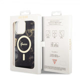 Guess iPhone 14 Pro Max -kuori Golden Marble MagSafe, musta
