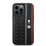 BMW iPhone 14 Pro Max Suojakuori Hexagonal Pattern Musta