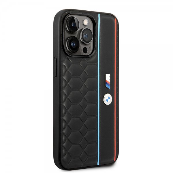 BMW iPhone 14 Pro Max Suojakuori Hexagonal Pattern Musta