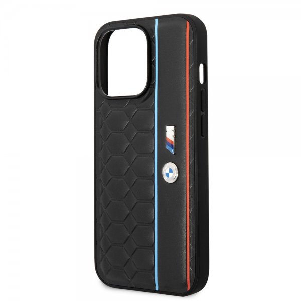 BMW iPhone 14 Pro Max Suojakuori Hexagonal Pattern Musta