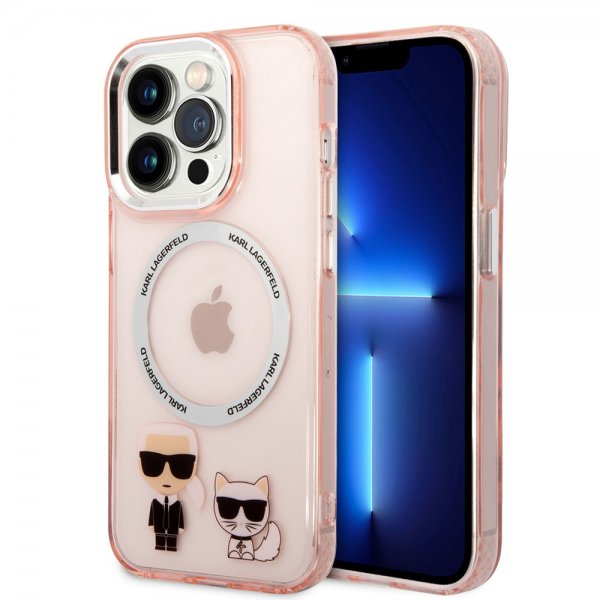 Karl Lagerfeld iPhone 14 Pro Max Suojakuori Karl & Choupette MagSafe Pinkki