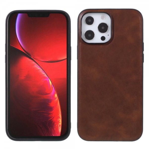 X-Level iPhone 14 Pro Max Kuori Nahkatekstuuri Ruskea