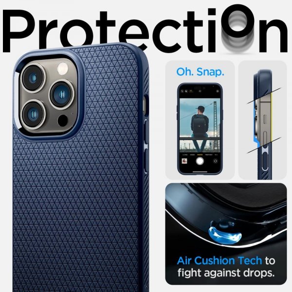 Spigen iPhone 14 Pro Max -suojakuori Liquid Air Navy Blue