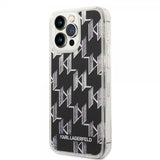 Karl Lagerfeld iPhone 14 Pro Max Kuori Liquid Glitter Monogram Musta