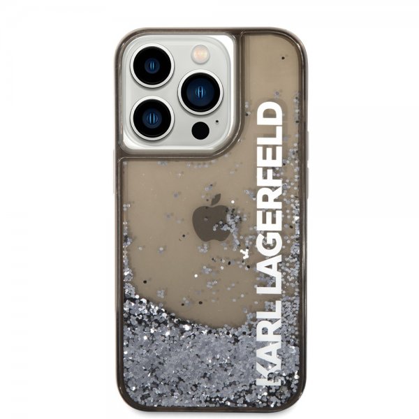 Karl Lagerfeld iPhone 14 Pro Max Kuoret Liquid Glitter Läpikuultava Musta
