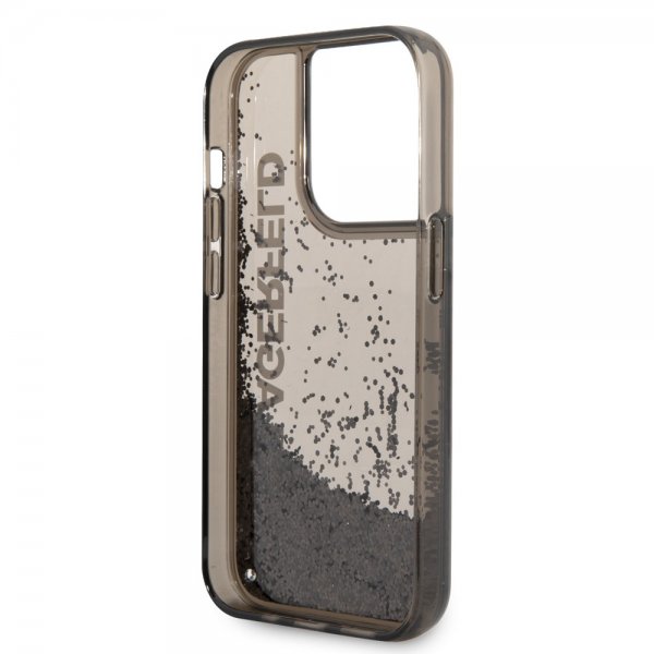 Karl Lagerfeld iPhone 14 Pro Max Kuoret Liquid Glitter Läpikuultava Musta