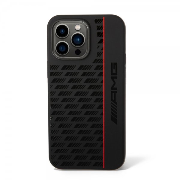 AMG iPhone 14 Pro Max -kuori, Liquid Silicone, hiilikuitukuvio, musta