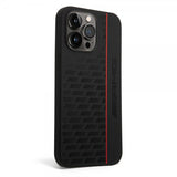 AMG iPhone 14 Pro Max -kuori, Liquid Silicone, hiilikuitukuvio, musta