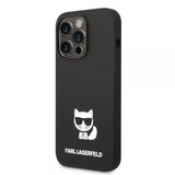 Karl Lagerfeld iPhone 14 Pro Max Suojakuori Nestemäinen Silikoni Choupette Musta
