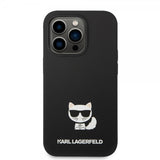 Karl Lagerfeld iPhone 14 Pro Max Suojakuori Nestemäinen Silikoni Choupette Musta