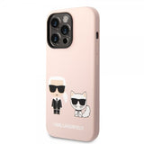 Karl Lagerfeld iPhone 14 Pro Max Suojakuori Liquid Silicone Karl & Choupette MagSafe Pink