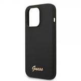 Guess iPhone 14 Pro Max Kuori Liquid Silicone Metal Logo Musta