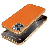 Sulada iPhone 14 Pro Max -suojakuori litsi-kuvioinnilla ja pinnoitetuilla reunoilla, oranssi